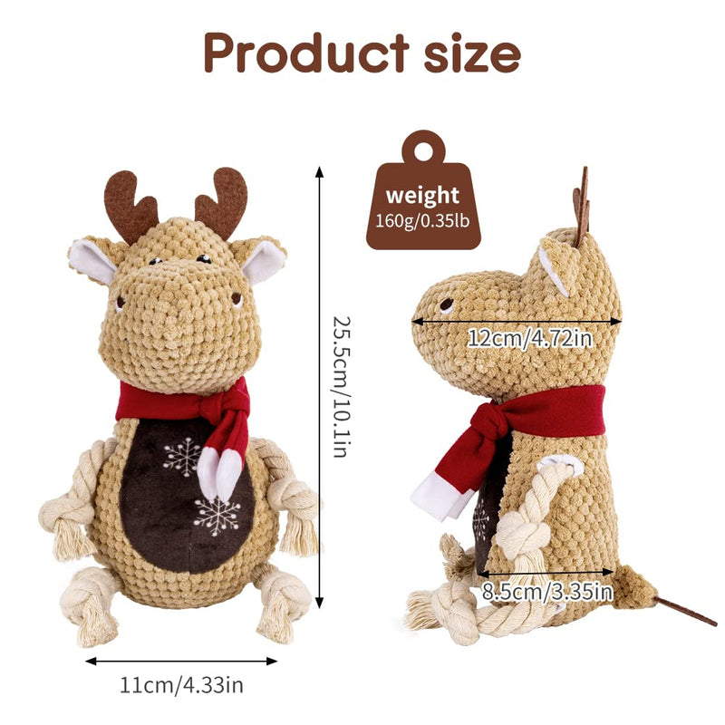 LALFPET Dog Squeaky Toy, Dog Chew Toy, Durable Cute Interactive Plush Dog Toy with Crinkle Paper Dog Toy for Small Medium Large Dogs Reindeer - PawsPlanet Australia