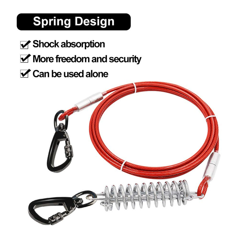 XiaZ Dog Tie Out Cable,15 FT/25 FT/60 FT/120 FT Dog Runner Cable with Swivel Hook, Dog Lead Run Trolley for Yard Outdoor and Camping, Rust- Proof Training Leash for Small to Medium Pets Up to 120 LBS 10ft with stake - PawsPlanet Australia