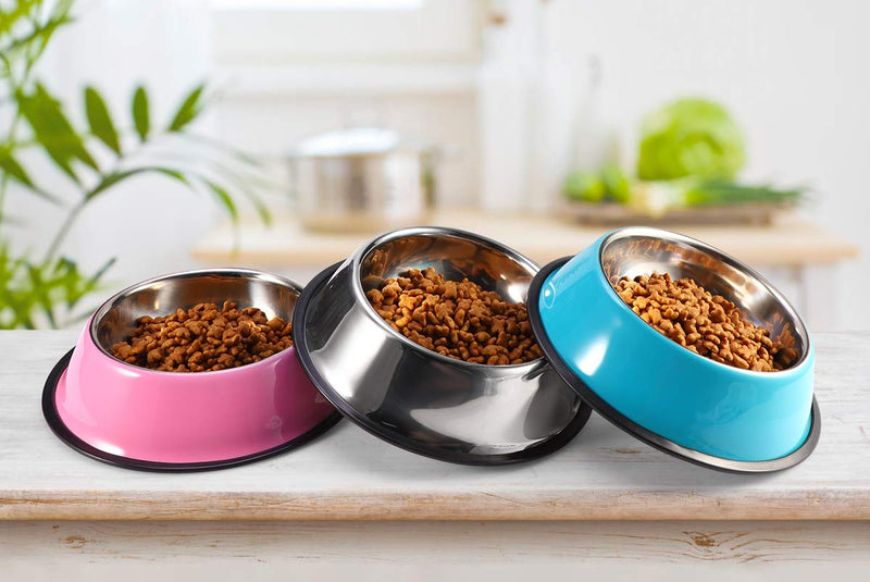 Podinor Stainless Steel Dog Bowls, Food and Water Non Slip Anti Skid Stackable Pet Puppy Dishes for Small, Medium and Large Dogs (2 Pack) 1.5 Cup/12 oz ea. Blue - PawsPlanet Australia