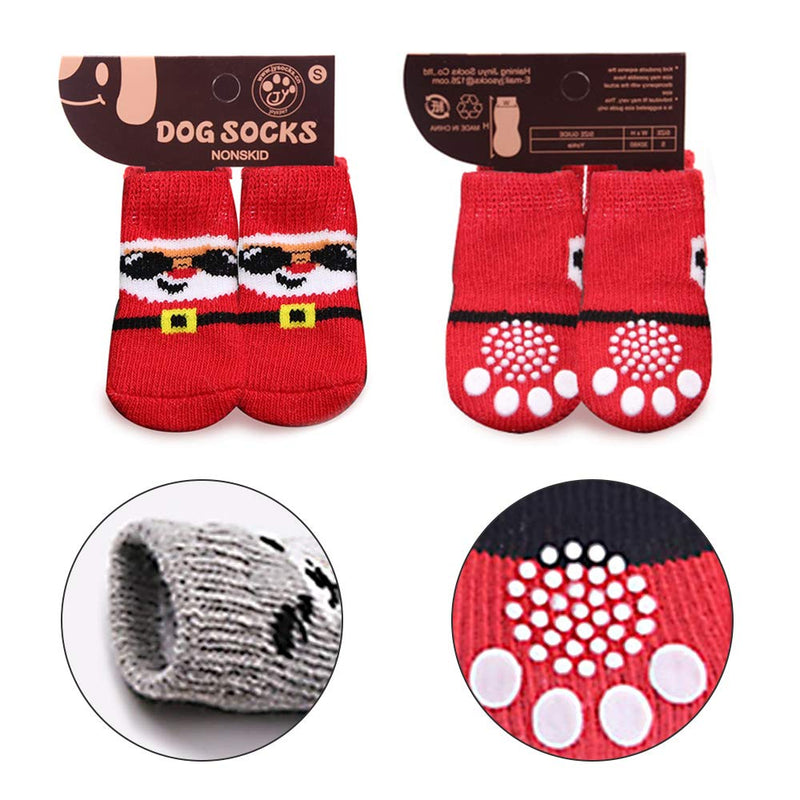 Mokinga Paw Dog Boots, Dog Boot, 8PCS Non-slip Dog Socks with Drip Plastic Soft Bottom for Indoor Wear and Traction Control, Cute Pet Socks Suitable for Pets within 4-8kg(L) 90 x 35mm - PawsPlanet Australia