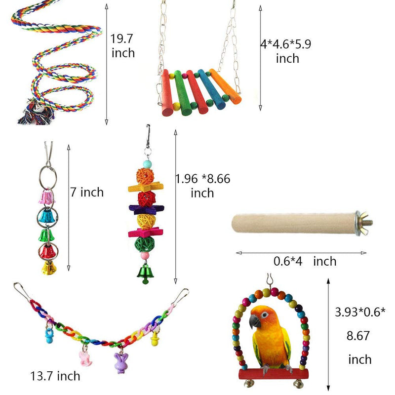 Jsleid Bird Parrot Toy, 7 pcs Bird Toys, Bird Swing Toy, Parrot Toy, Hanging Swing for Bird, Parrot Bite Toy Chewing, Activities and Habitats Suitable for Pet Birds and Parrots - PawsPlanet Australia