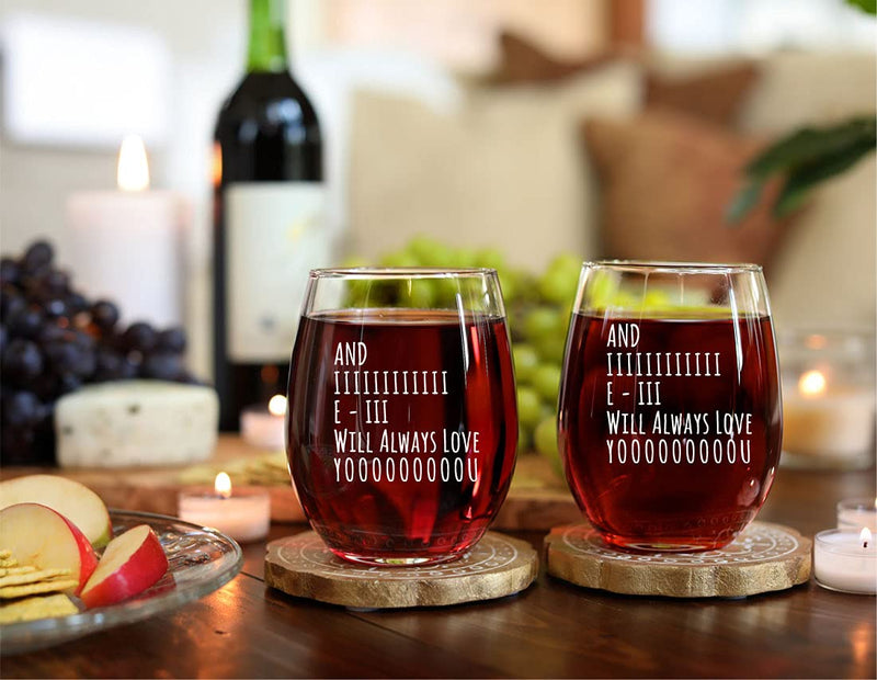 And I Will Always Love You Stemless Wine Glass, Perfect Birthday Gift Idea for Wife, Personalized Wine Glass, Mother’s Day & Valentine’s Day Gift, Novelty Wine Glasses, Party Supplies or Decorations, - PawsPlanet Australia