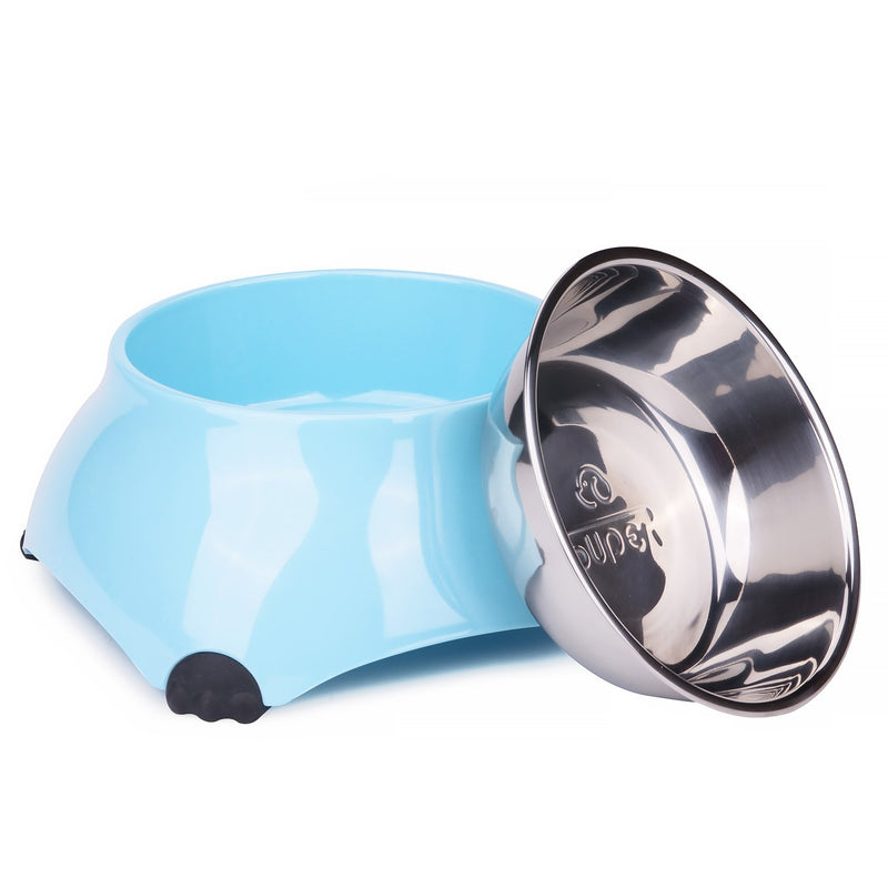 [Australia] - Super Design Dog Cat Bowls Melamine Stand Stainless Steel Pet Bowls for Small Medium Large Dogs and Cats 3 Cup Light Blue 