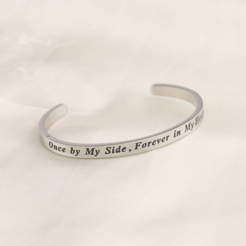 [Australia] - LQRI Remembrance Loss of Pet Jewelry Memorial Bracelet Once by My Side Forever in My Heart Sympathy Gift Remembrance Gift for Pet Lover cuff 