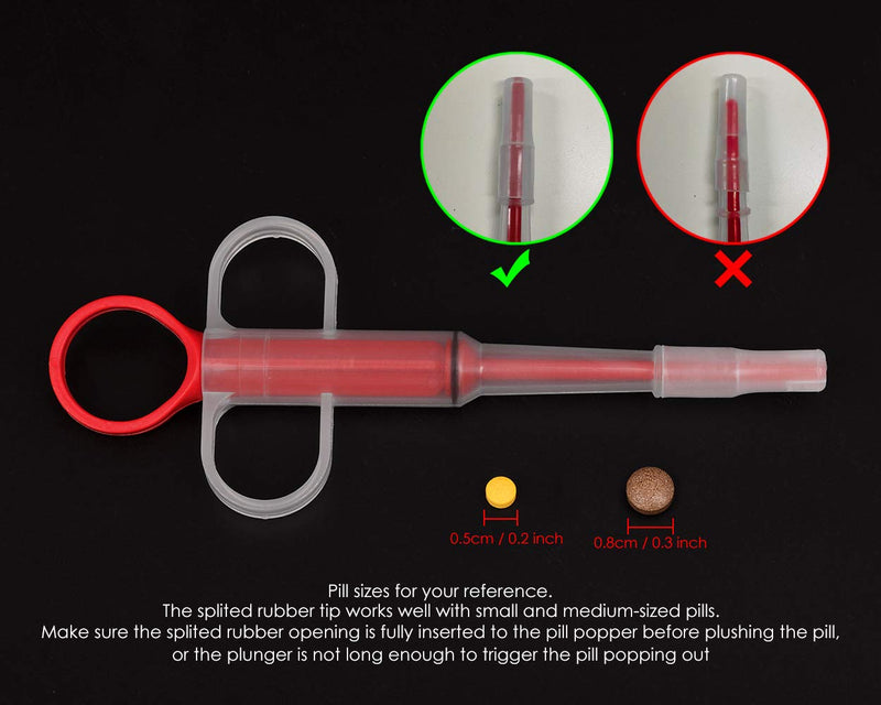 DSstyles Plastic Pet Pill Tablet Feeder Durable Injector Syringes Medical Feeding Tool with Soft Tip for Cats Dogs (Red) red - PawsPlanet Australia