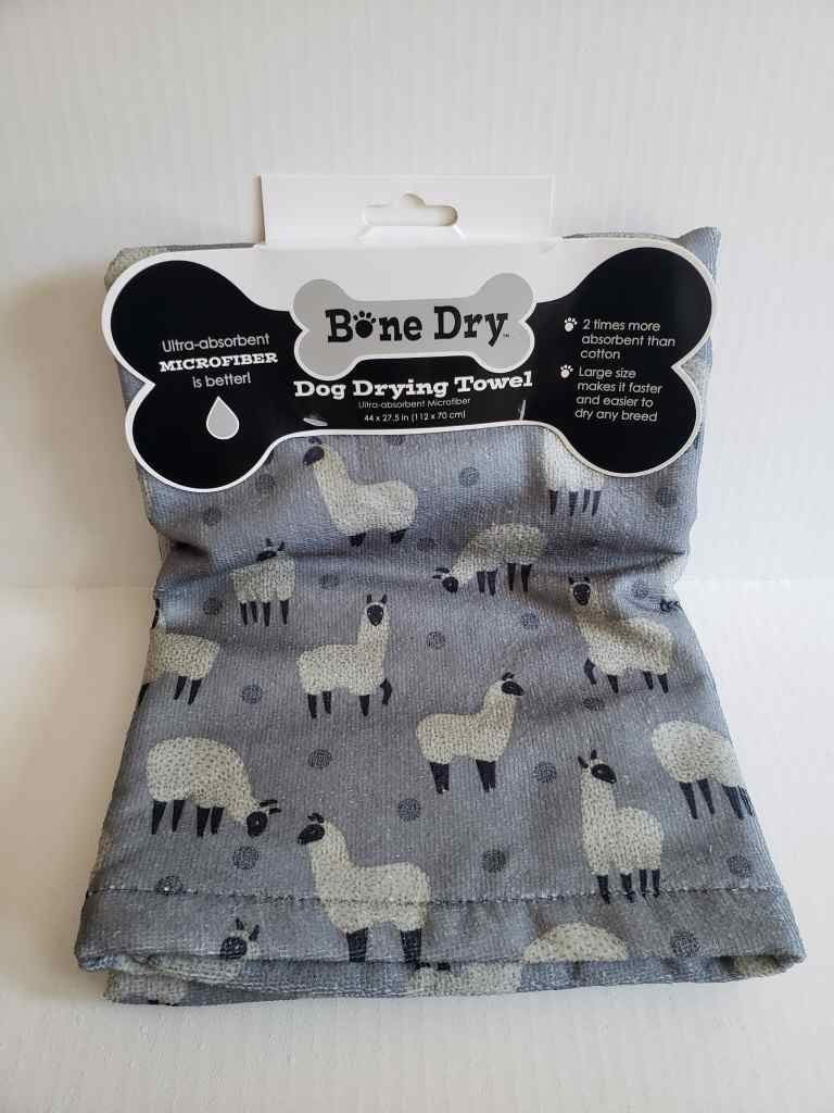 [Australia] - Excello Bone Dry Dog Drying Towel Ultra-Absorbent Microfiber Grey Llama 