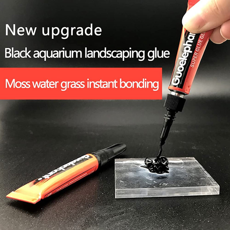 Aquarium Glue,2 pcs Safe and quick-drying aquascape water plant glue for Corals aquascaping Instant glue for plant, moss, coral, stone, wood, reef, non-toxic, fresh and salt water-multiple color Black - PawsPlanet Australia