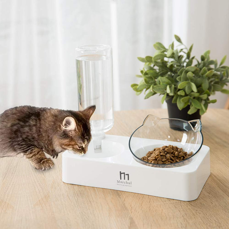 [Australia] - Marchul Transparent Cat Dog Bowl, Cat Gravity Water Bowl, Tilted Raised Cat Food Bowls 
