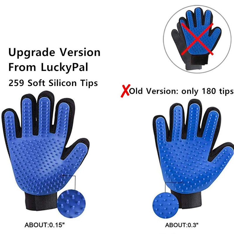 [Australia] - BOSSTTOS Upgrade Version Pet Grooming Glove - Gentle Deshedding Brush Glove - Efficient Pet Hair Remover Mitt - Enhanced Five Finger Design - Perfect for Dog & Cat with Long & Short Fur - 1 Pair Blue 