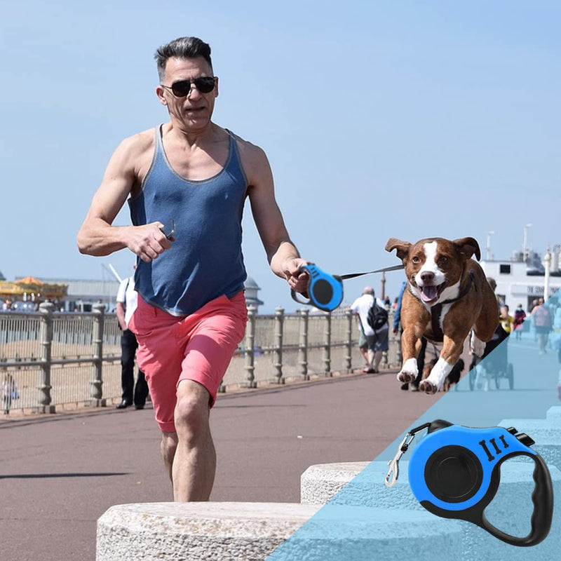 Dog leash, retractable dog leash, extendable dog leash, for small, medium and large dogs, blue, 5 m - PawsPlanet Australia