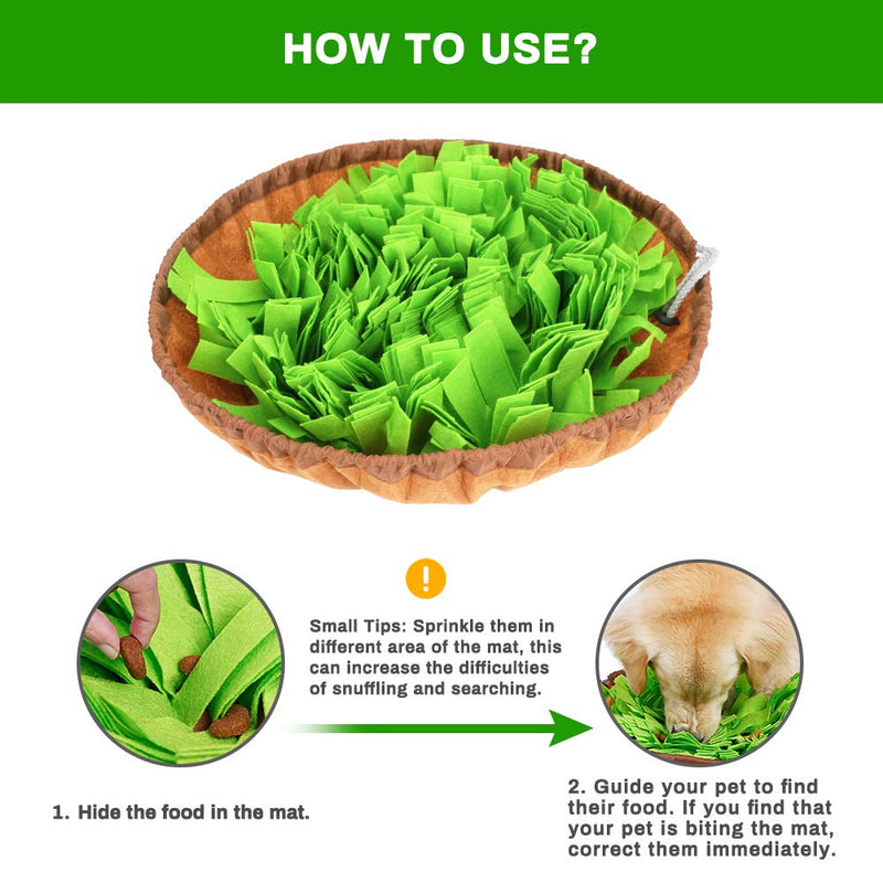 Welltop Snuffle Mat for Dogs, Pet Dog Snuffle Feeding Mat, Interactive Dog Toys Dog Puzzle Toy for Slow Feeding, Foraging Skill, Releasing Pressure, Portable and Washable (green) - PawsPlanet Australia