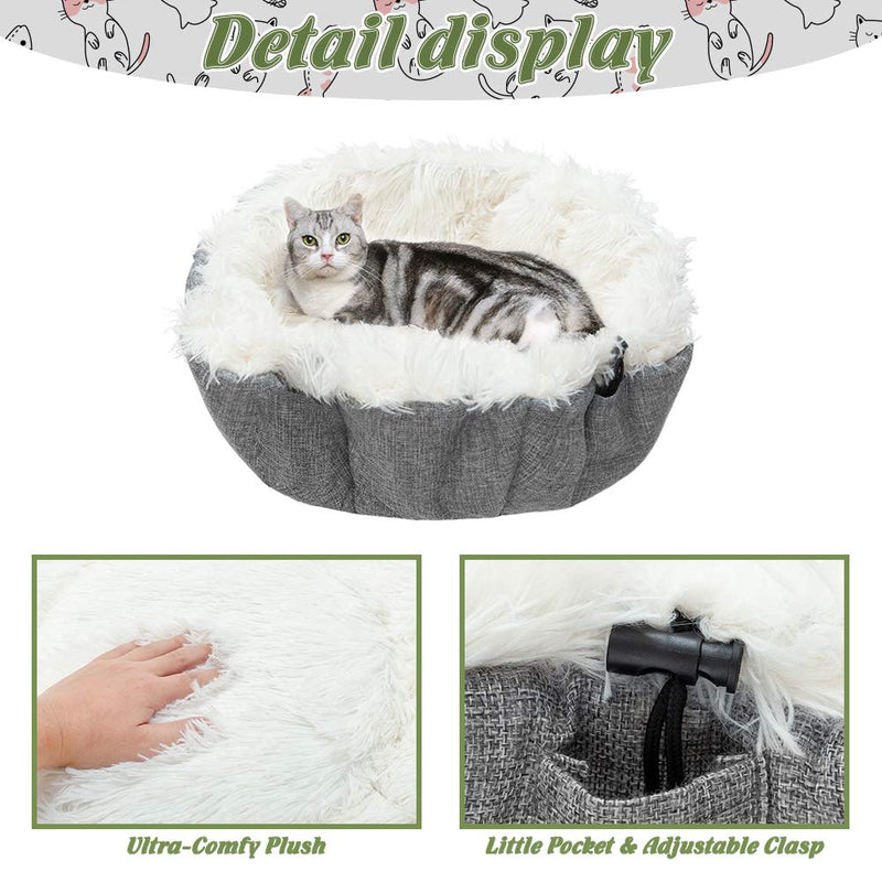 [Australia] - Furry Self Warming Cat Bed Mat - Foldable Convertible Plush Cat Sleeping Bag, Warm Comfy Pet Nest Pad Anti-Slip Calming Bed for Cat & Puppy 