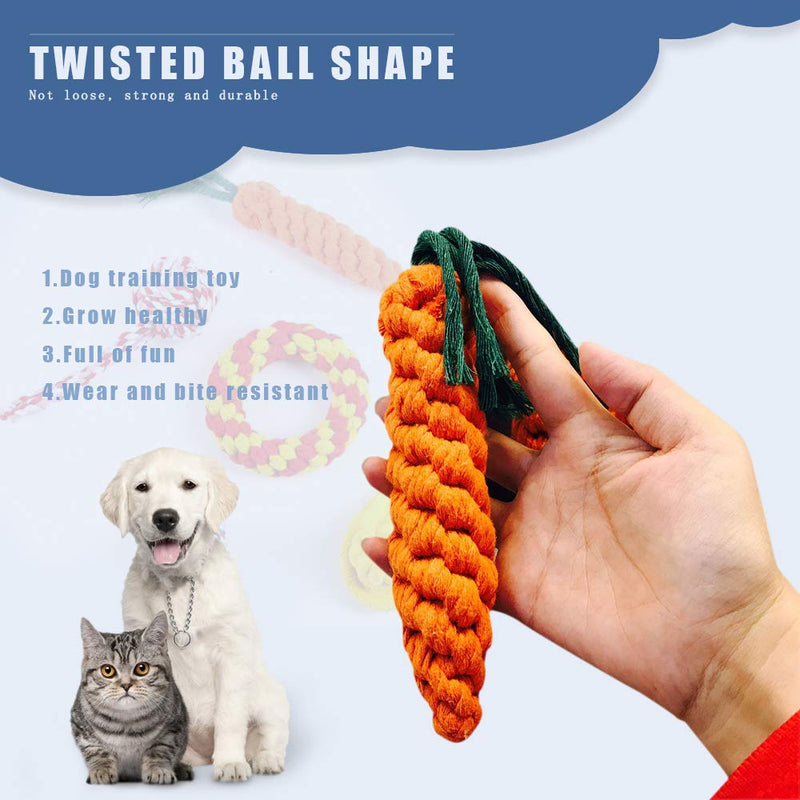SENDILI Chew Toys - 5Pcs/Sets Natural Braided Cotton Rope Toys Set Interactive Dog Toys for Teeth Cleaning Style A - PawsPlanet Australia