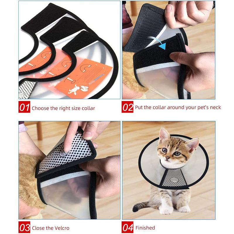 QIYADIN Pet Recovery Collar Adjustable Dog Cone Comfy Neck Collar After Surgery Anti-Bite Lick Wound Healing Safety Practical Plastic Elizabeth E-Collar for Cats and Dogs XXXS (Neck: 5.9-7.1 in) - PawsPlanet Australia