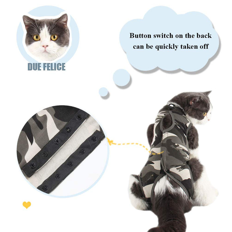 Due Felice Cat Professional Surgical Recovery Suit for Abdominal Wounds Skin Diseases, After Surgery Wear, E-Collar Alternative for Cats Dogs, Home Indoor Pets Clothing (Medium, Camouflage) M - PawsPlanet Australia