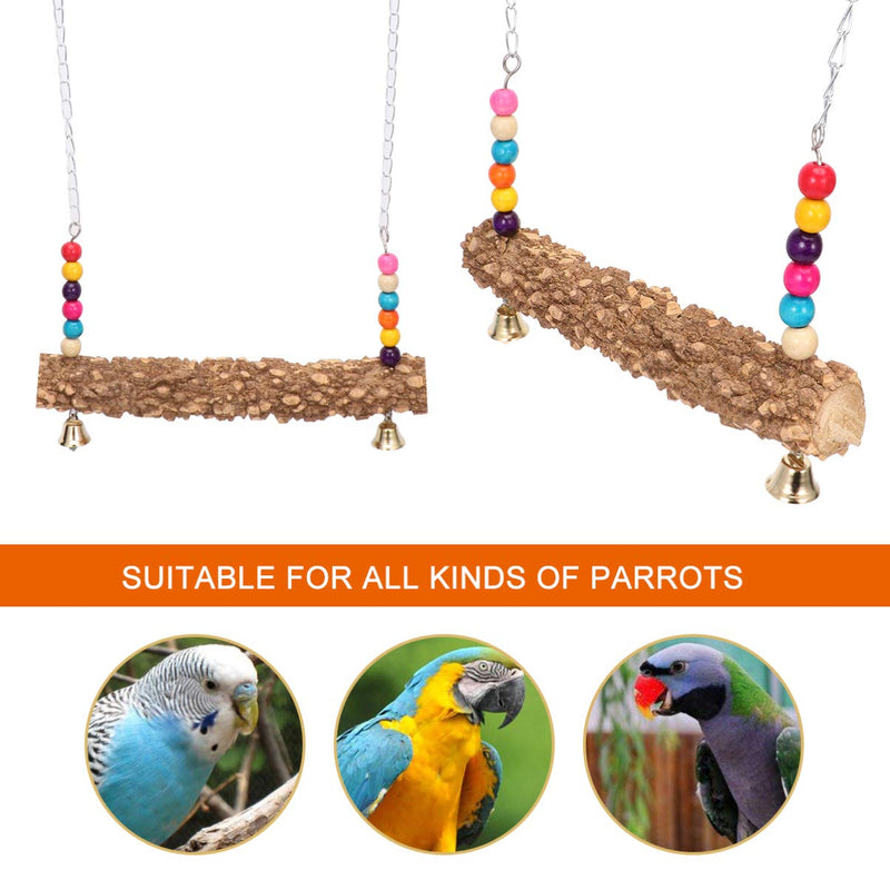 POPETPOP Chicken Swing Parrot Perch Natural Wooden Chicken Toy for Hens Handmade Bird Swing Bird Toy for Bird Parakeet Hens Macaw Trainning - PawsPlanet Australia