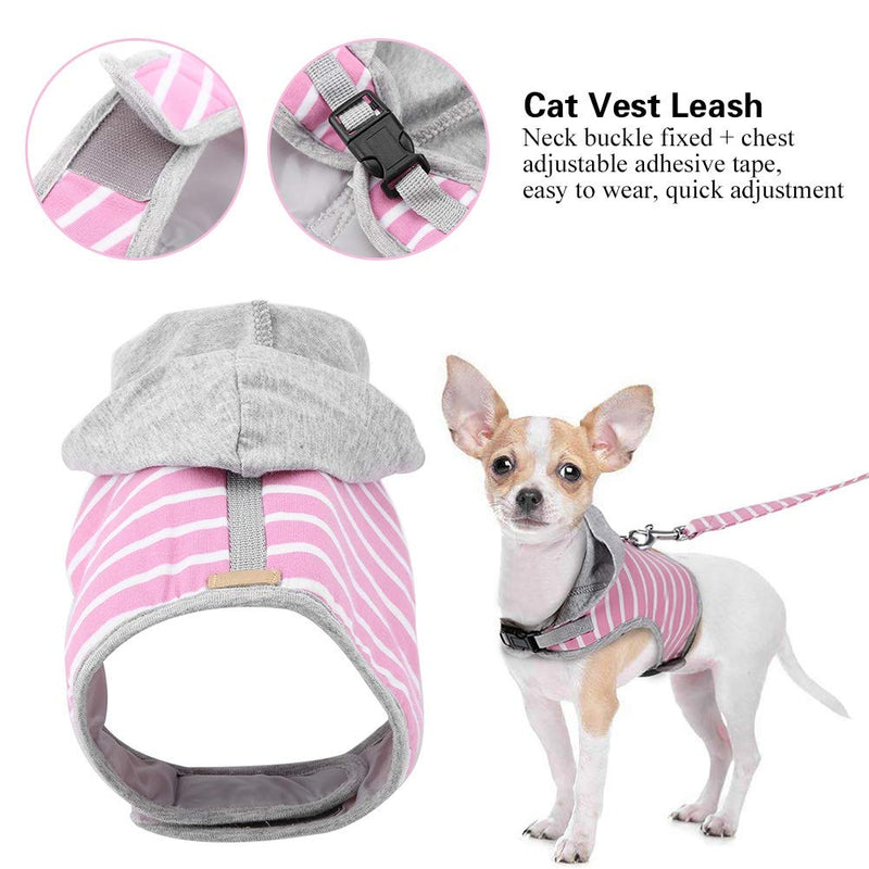 Cat Harness and Leash, Adjustable Escape Proof Cat Kitty Dog Harness Soft Breathable Hooded Cat Vest Harness and Leash Set Great for Walking(Pink S) Pink S - PawsPlanet Australia