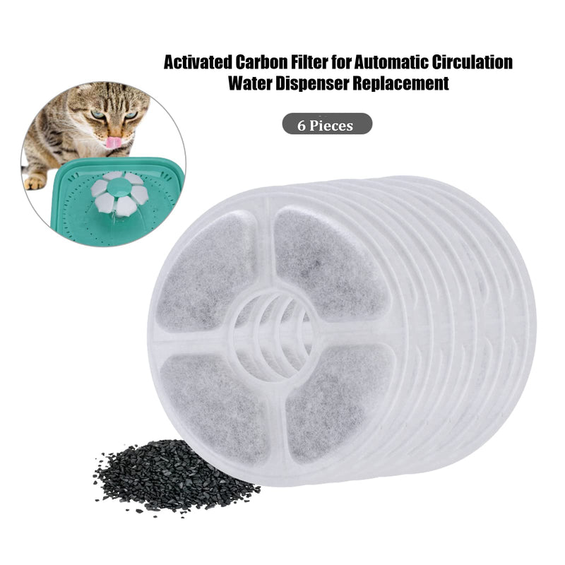 Cat Water Fountain Filters 6 PCS Pet Fountain Replacement Filters, Activated Carbon Pet Automatic Water Fountain Filters Keeping Water Clear BPA Free Compatible with 1L/2L/3L Pet Flower Fountain White - PawsPlanet Australia