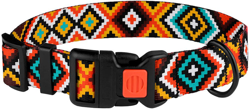 [Australia] - CollarDirect Aztec Dog Collar Adjustable Nylon Tribal Pattern Geometric Pet Collars for Dogs Small Medium Large Puppy Aztec Sunset Neck Fit 10"-13" 