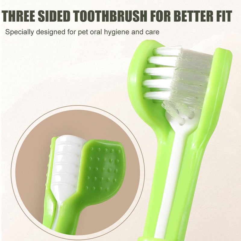 ZCSOWE Dog Toothbrush, Pack of 4 Pet Toothbrushes, Toothbrushes for Dogs, Pet Toothbrush Triple Head Toothbrush Cat Toothbrush Soft Pet Cat Dental Care Dog Oral Hygiene Deep Clean - PawsPlanet Australia