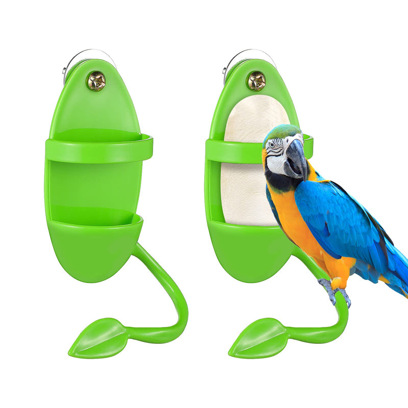 Balacoo 2pcs Bird Cuttlebone Holder with Perches Plastic Cuddle Bone Feeding Racks Parrot Cage Stands Accessories for Cockatiels Parakeets Budgies Finches Green - PawsPlanet Australia