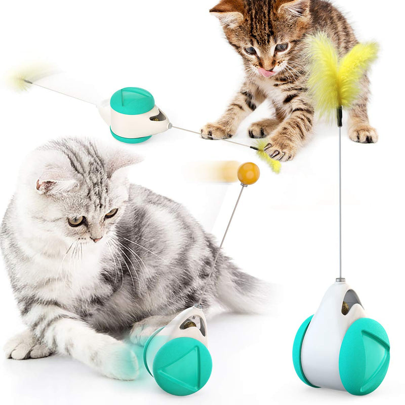 FIOIQ Interactive Cat Toys for Kitten Self Rotating Cat Chasing Toy Balance Automatic No-Electronic Move for Indoor Cats with Catnip Ball Toys Cat Kitten IQ Active Stimulation Kitten Toys blue - PawsPlanet Australia