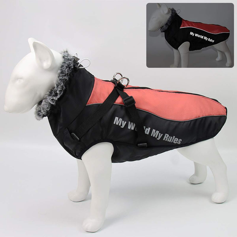 AIWOKE Large Dogs Warm Jacket,Waterproof Reflective Winter Outfit Cold Snow Weather Thick Padded Dog Coat for Small Medium Dogs Clothing Pet Apparel Adjustable Comfy Fleece Vest Harness 6XL,chest 36" Red - PawsPlanet Australia