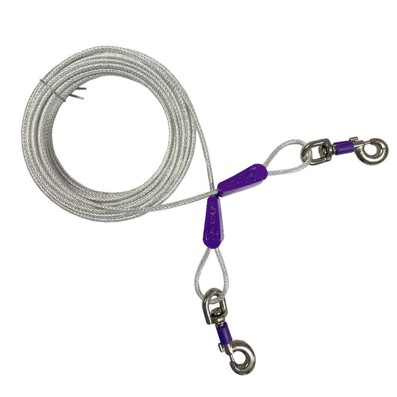 EVERBRIT Reflective Tie Out Cable for Dog, Different Size and Snap Safety Clip Choice Available 125LBS40FT purple - PawsPlanet Australia