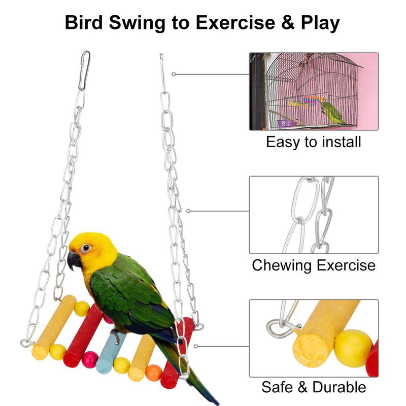Bird Parrot Toys, Bird Swing Hanging Toy, Bird Cage Toys Hammock Bell Swing Ladder Perch Chewing Toys for Parrots, Parakeets Cockatiels, Conures, Macaws, Love Birds, Finches - PawsPlanet Australia