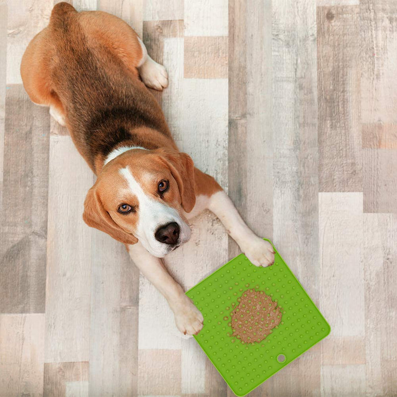 Ley's Dog Lick Mat, 2 Pack Peanut Butter Lick Pad, Pet Boredom Buster Slow Feeders, Calming Mat for Anxiety Relief, BPA-Free Food Grade Silicone Puppy Treat Mat Square Orange & Green - PawsPlanet Australia