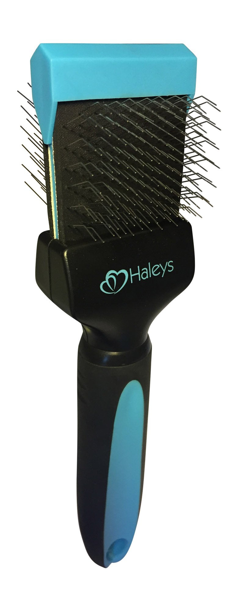 Haleys slicker brush for dogs - double-sided bristles, soft metal bristles, dog brush also for cats, for grooming, no tugging, loosening knots and tangles (blue) - PawsPlanet Australia