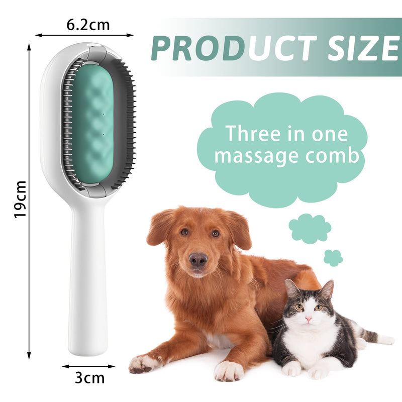 Hekasvm Cat Brush with Water Tank, Pet Hair Removal Comb, Cleaning Brush for Pet Hair, Multifunctional Pet Hair Remover 4 in 1, Ideal for Massage, Grooming and Hair Removal (Short Hair/Blue) Short Hair/Blue - PawsPlanet Australia