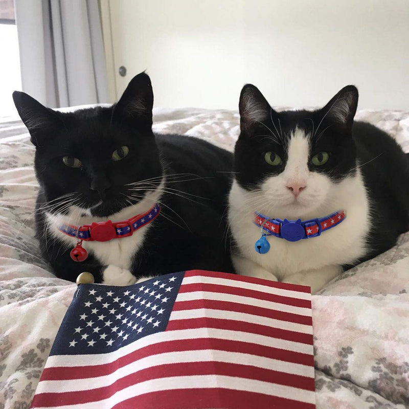 [Australia] - BoomBone 2 Pack USA Cat Collar Breakaway,Safety Adjustable Collars with Bell for Kitten 