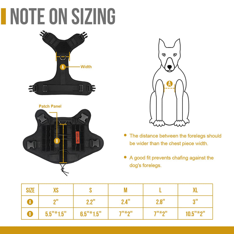 OneTigris Tactical Dog Harness Vest,No-Pull Service Dog Vest with Hook & Loop Panels,Adjustable Dog Vest Harness for Walking Hiking Training(XS, Black) XS - PawsPlanet Australia