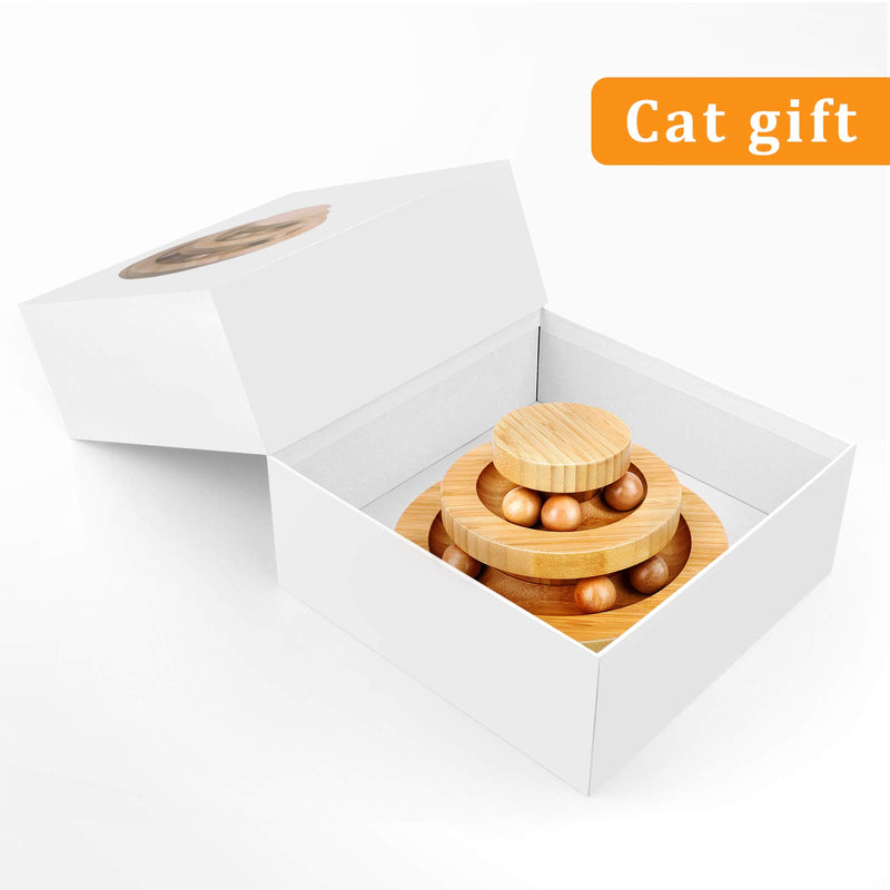 Smyidel Cat Turntable, Cat Toys,Pet Toy,Cat Supplies,Funny Roller Cat Toy,Double Layer Track Balls Turntable for Kitty Cat,Gifts for Your Cats(Bamboo) A - PawsPlanet Australia