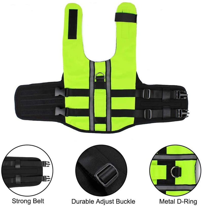 FamilyPlus Dog Life Jacket High Visibility Pet Safety Vest with Rescue Handle Dog Gasbag Swimsuit(S) S(chest:9.9"-13") - PawsPlanet Australia