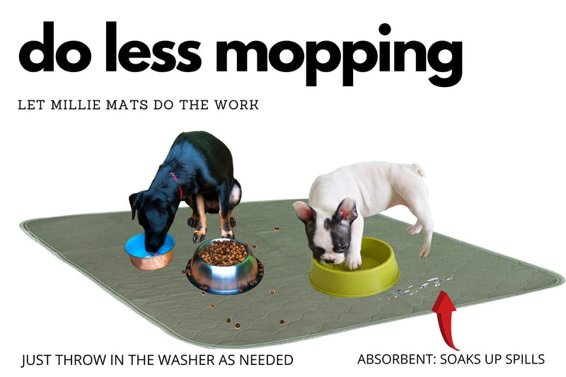 Millie Mats Washable Dog Pee Pads Extra extra large. Incontinent & Senior Dogs. Leak Proof to Protect Floors. Use for Whelping, Travel Mat or Indoor Potty Pad 112 x 160 cm (44"x63") (XXL) 112 x 160 cm - Single ARMY GREEN - PawsPlanet Australia