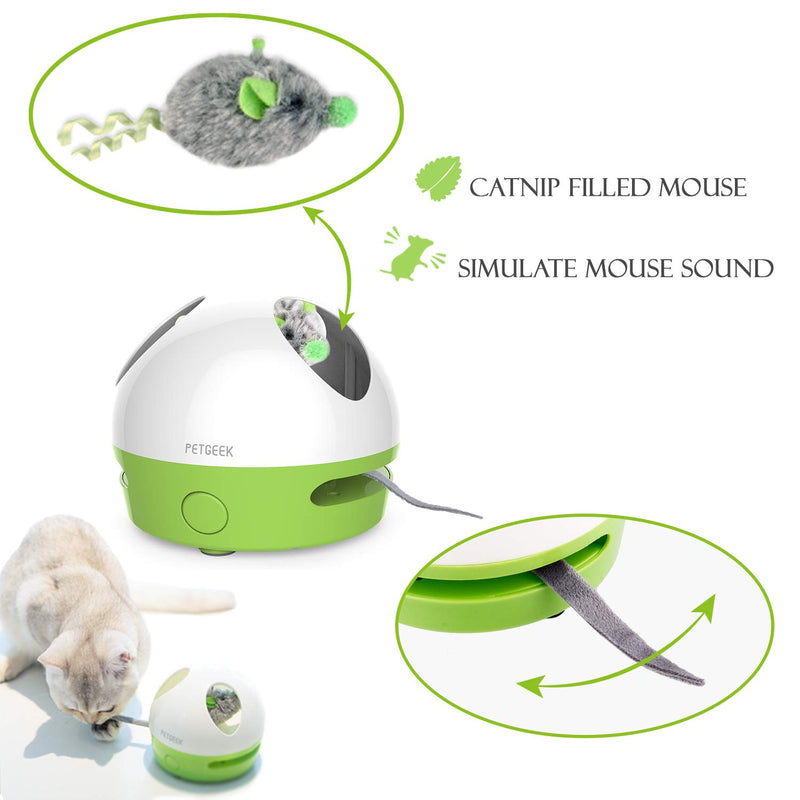 PETGEEK Automatic Interactive Cat Toy, Cat Toys with Squeaky Mouse Sound, Cat Toys for Indoor Cats with Spinning Tail for Exercise, Cat Mouse Toys Catnip Filled hiding mouse cat mice toy - PawsPlanet Australia