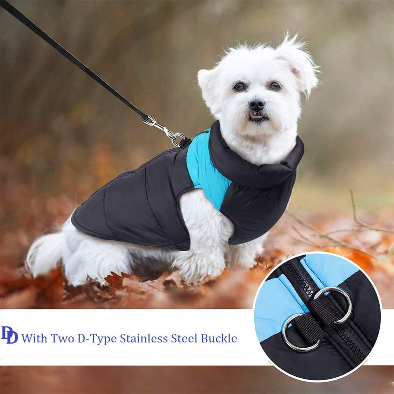 Homieco Waterproof Dog Coat, Pet Dog Winter Coat, Warm Pet Jacket Waterproof Clothes for Pet Dog - Blue S - PawsPlanet Australia