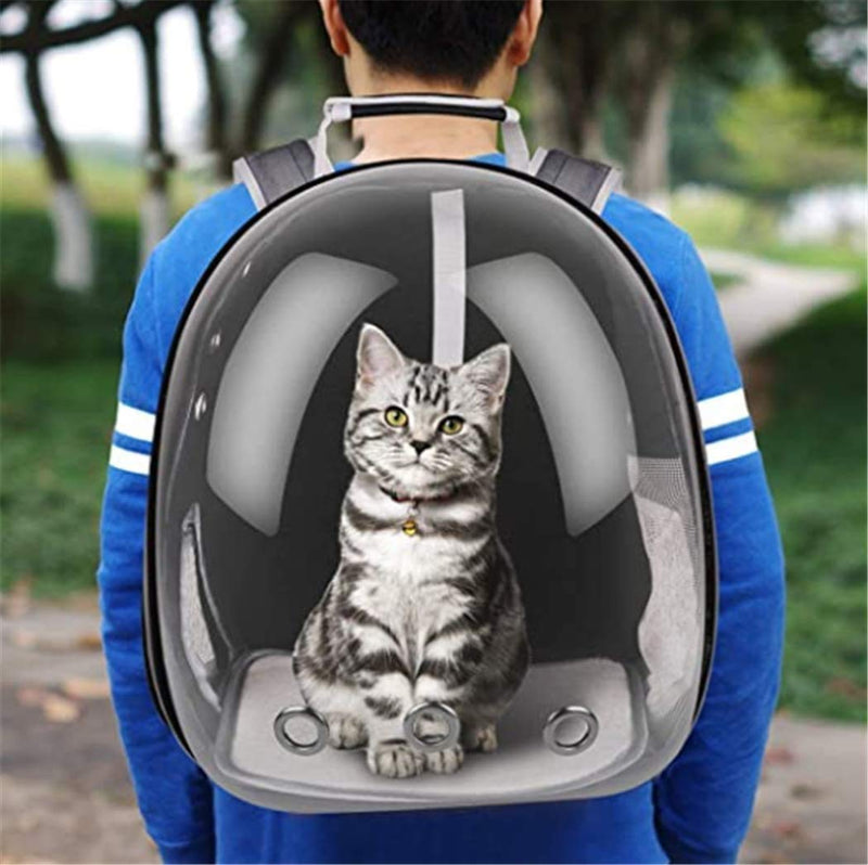 FancyWhoop Portable Pet Travel Breathable Backpack Pet Carrier Capsule Waterproof Transparent Breathable Space For Dog Cat Puppy-Black - PawsPlanet Australia