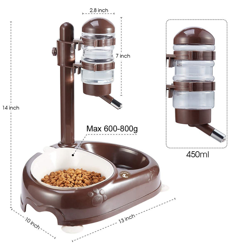 [Australia] - Pet Standing Water Dispenser Bowl- Multifunctional Automatic,Feeder for Dog and Cat Height Adjustable 450ml Water Bottle,Automatic Standing Water Dispenser, Detachable Pole Self-Feeder Whole Feeding Set 