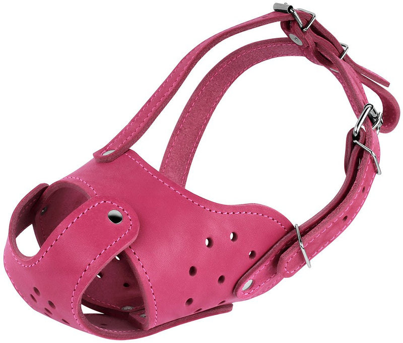 [Australia] - CollarDirect Dog Muzzle Pitbull Amstaff Basket Genuine Leather Staffordshire Terrier Pink 