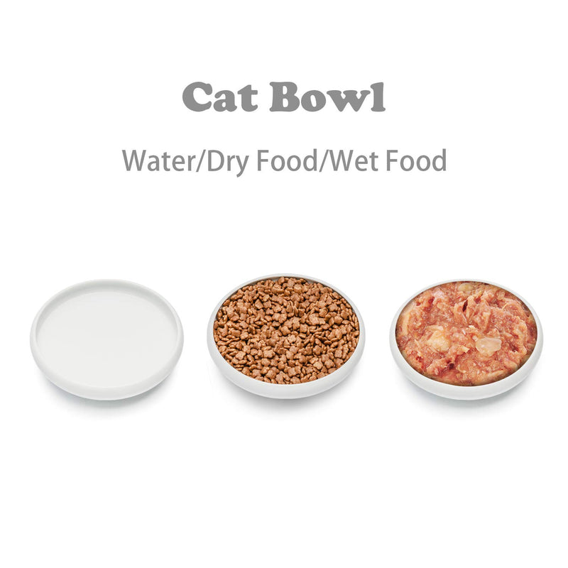 ComSaf Ceramic Cat Feeding Bowl, Wide Shallow Cat Food Water Dish, Whisker Friendly Design, Non Spill Pet Bowl, 300ML, Pack of 1 White - PawsPlanet Australia