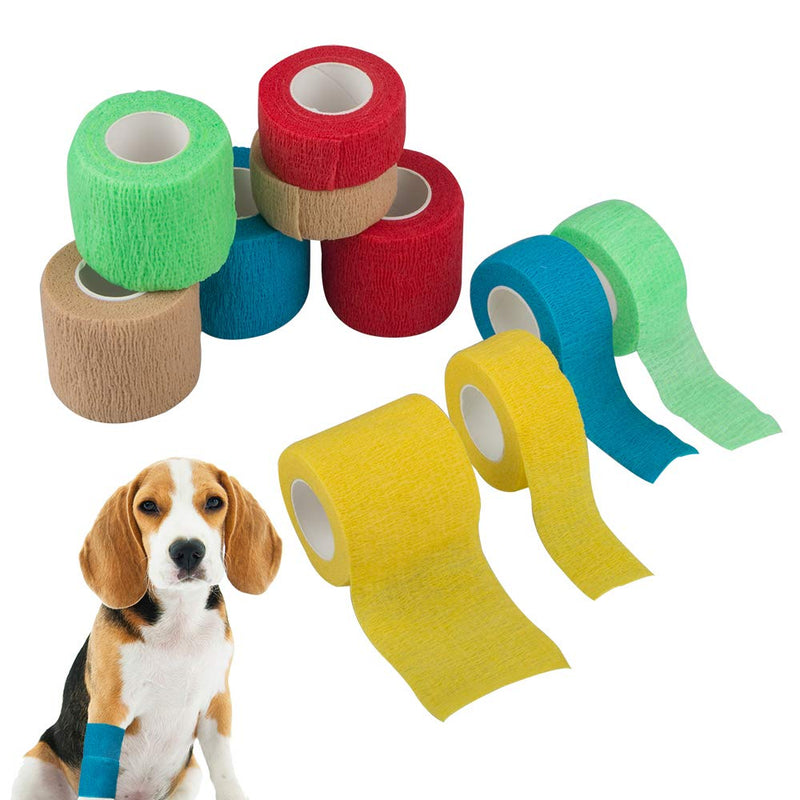 SourceTon 10 Pieces Self Adhering Bandage, Injury Wrap Tape for Dogs Cats, Supports Muscles and Joints, Does Not Stick to Hair, Elastic, Breathable, Relieves Stress - PawsPlanet Australia