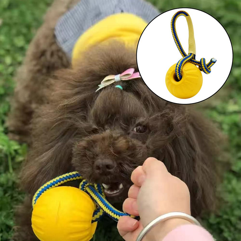 Dog Rope Ball, Ball on a Rope Dog Toy Natural Elastic Rubber Dogs Balls Chew Toys for Small Dogs,Suitable For Teeth and Gums（7cm） - PawsPlanet Australia