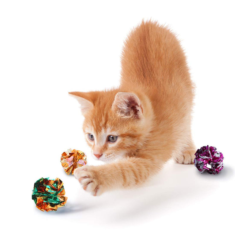 Wudong 20 Pcs 6cm Crinkle Balls Toy For Cats, Colorful Mylar Balls Crinkle Paper Ball for Pet Kitten - PawsPlanet Australia