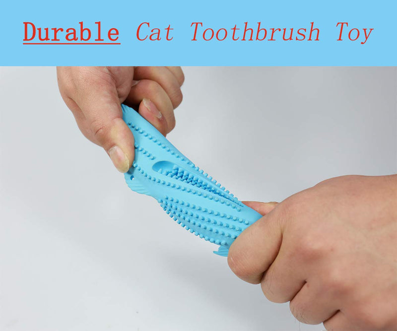 [Australia] - Weiteng Catnip Toys for Cats,Interactive Chewable Bite-Resistant Fish Toys for Medium Large Cat Small Dog,Pet Teeth Cleaning Toothbrush Toys, Natural Rubber Feeding Toys for Cat Dog Blue 