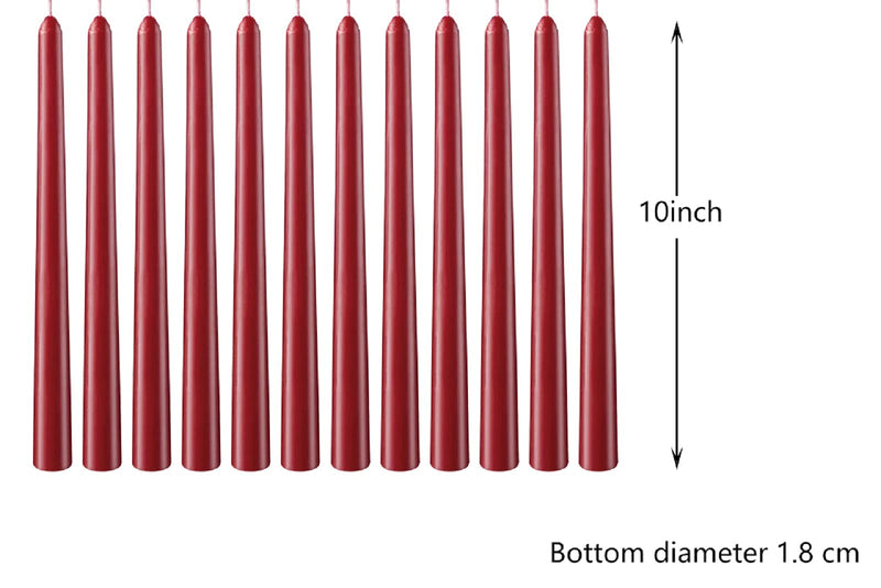 Long Household Taper Candles Bulk Packfor Home Decor, Wedding, Parties and Special OccasionsTaper Candles (Red, 10INCH) Red 10 in - PawsPlanet Australia