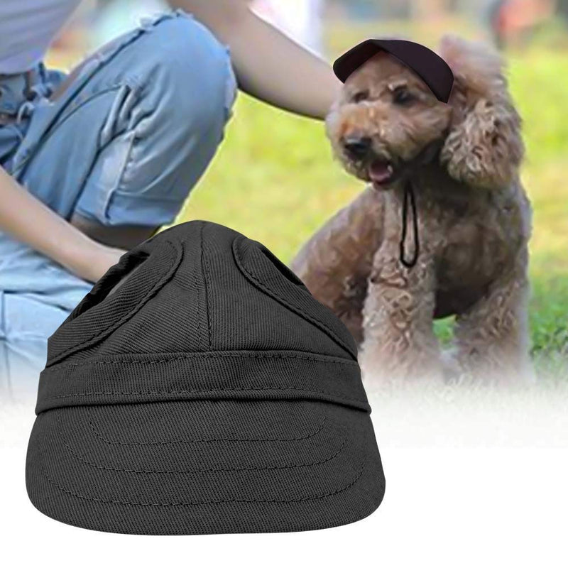 Dog Baseball Cap Pet Sports Hat Pet Outdoor Sun Protection Baseball Hat Cap Visor Sunbonnet Outfit with Ear Holes for Puppy Small Medium Dogs (S-Black) S Black - PawsPlanet Australia