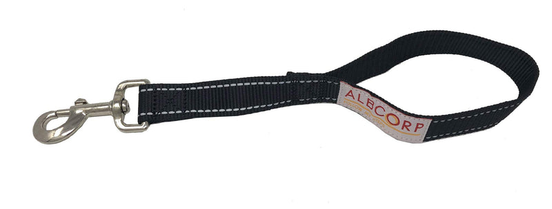 [Australia] - ALBCORP Short Dog Leash, Owen Nylon with Padded Neoprene Handle, 12 inch Red/Black Black 